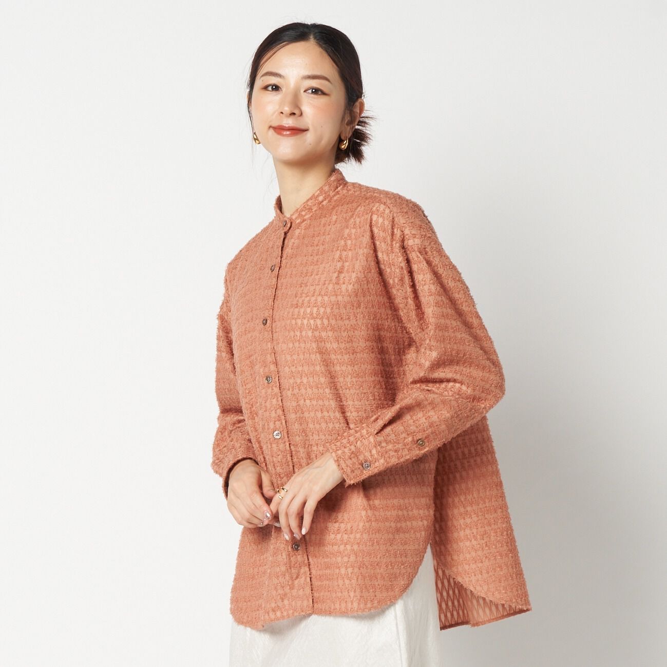 HELIOPOLE「HELIOPOLE CUT JACQUARD BAND COLLAR SHIRT」|シャツ・ブラウス|