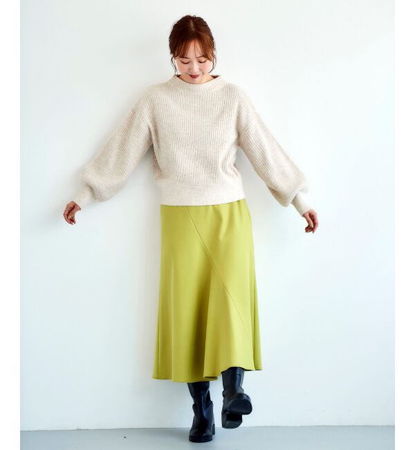 le.coeur blanc「《手洗い可能》カシミヤタッチフレアスカート」|フレア|