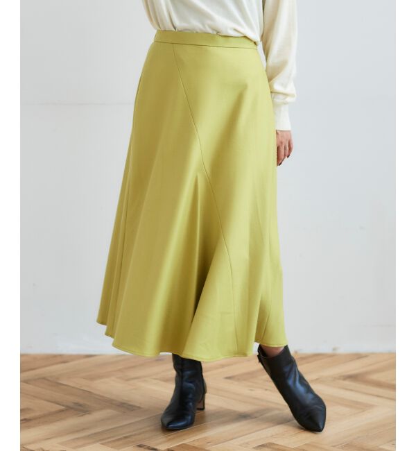 le.coeur blanc「《手洗い可能》カシミヤタッチフレアスカート」|フレア|イエロー