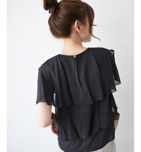  「《手洗い可能》シアーフリルティアードブラウス」|シャツ・ブラウス|