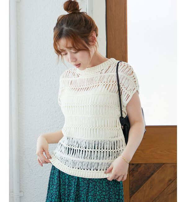  「《手洗い可能》透かし編みデザインニットベスト」|ベスト・ジレ|