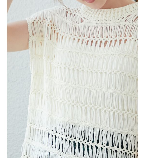  「《手洗い可能》透かし編みデザインニットベスト」|ベスト・ジレ|