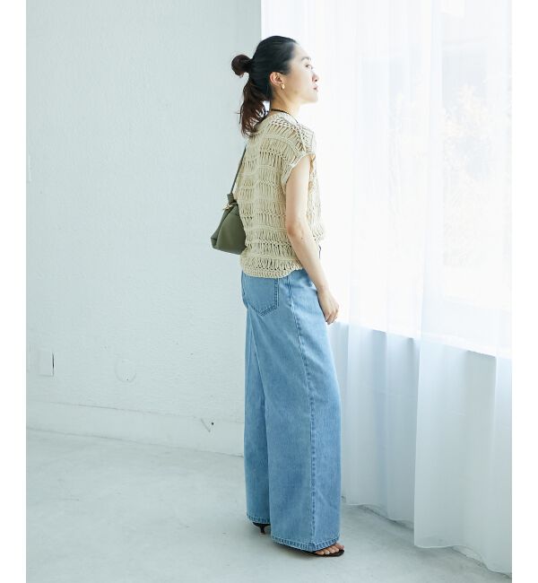  「《手洗い可能》透かし編みデザインニットベスト」|ベスト・ジレ|