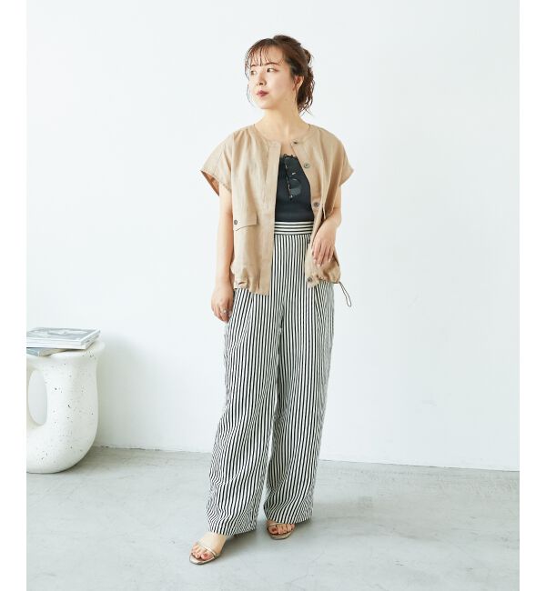  「《楽な履き心地◎》ドビーストライプサッカータックパンツ」|その他|
