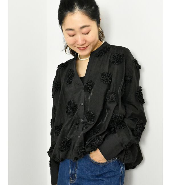  「TORRAZZO DONNAフラワーバルーンブラウス」|シャツ・ブラウス|ブラック
