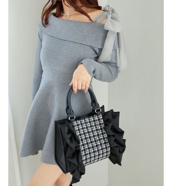  「ツイードフリルショルダーバッグ」|ショルダー・メッセンジャー|