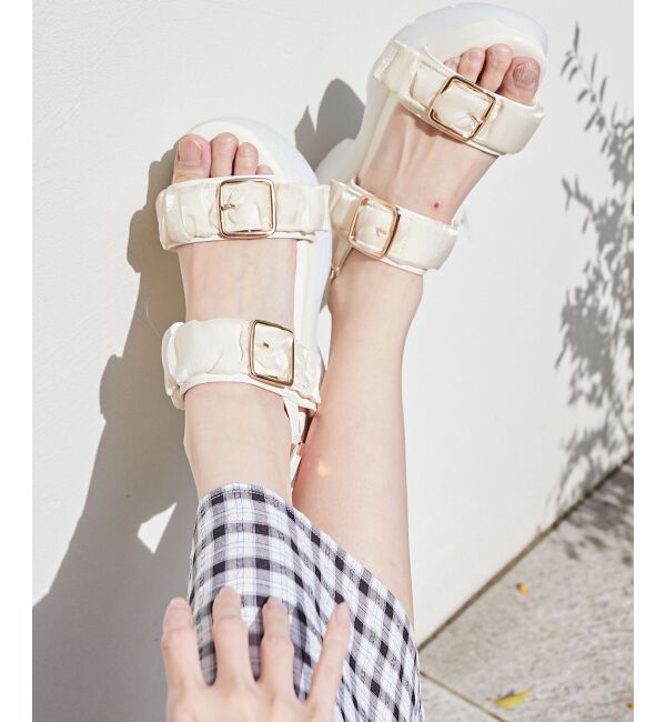  「ジェリーソールギャザースポサン」|サンダル|アイボリー