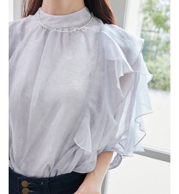  「エアリーフリルブラウス」|シャツ・ブラウス|グレー柄