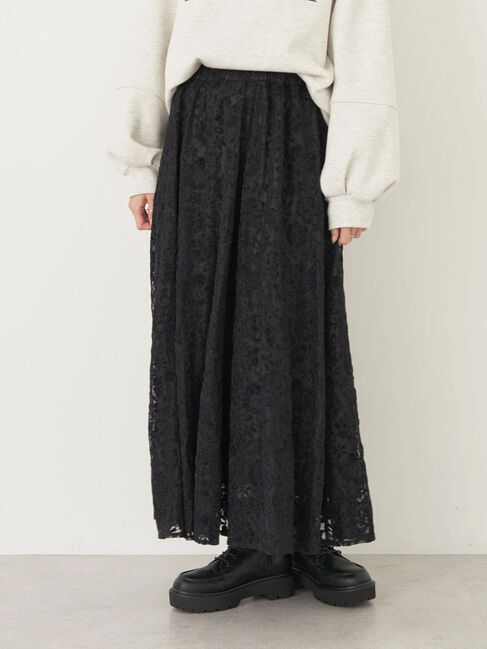 earth music&ecology「起毛レースフレアスカート」|フレア|