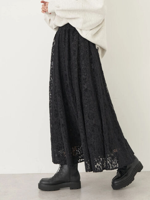earth music&ecology「起毛レースフレアスカート」|フレア|
