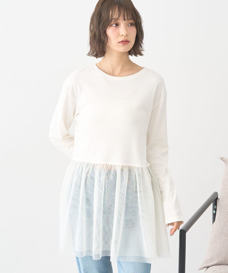 earth music&ecology「あったかフェミニンインナー(チュールヘム)」|Tシャツ・カットソー|Off White