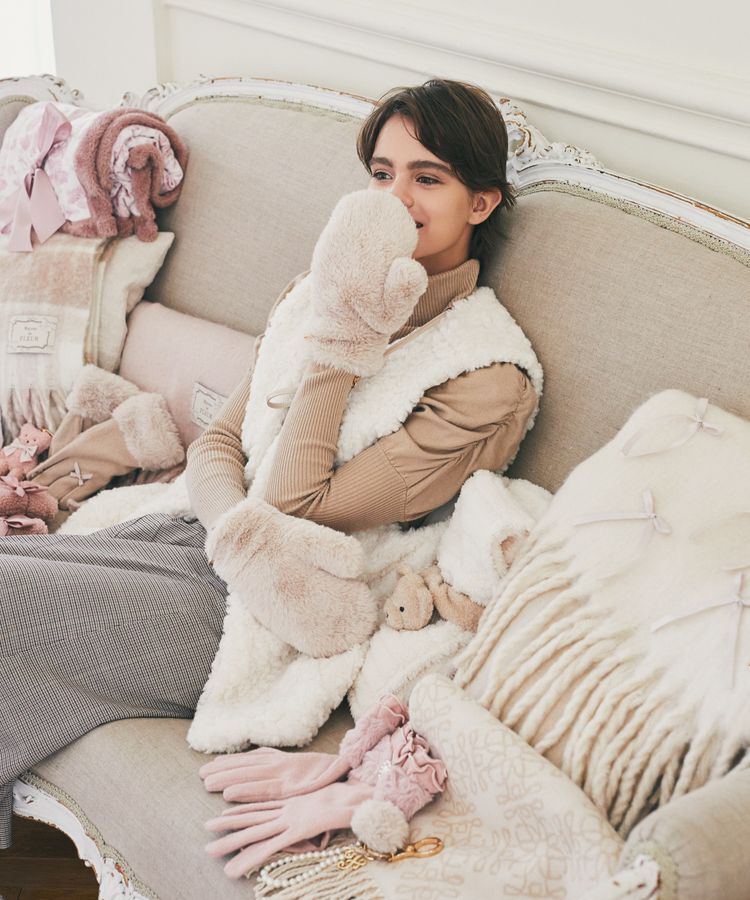 Maison de FLEUR「リボンフリンジストール」|ストール|