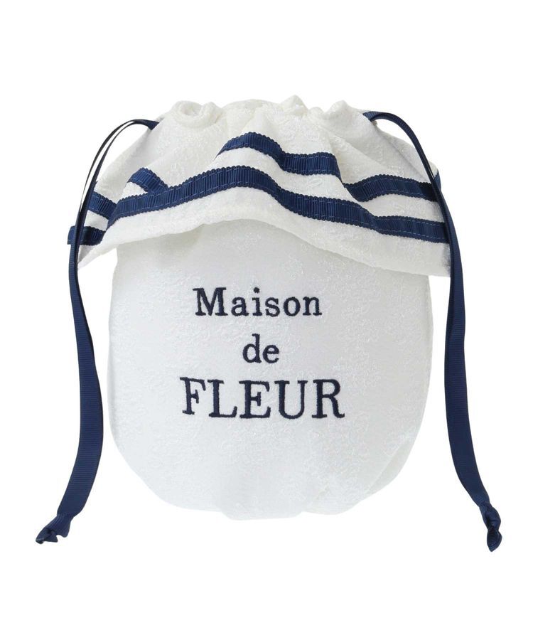Maison de FLEUR「ラインリボンジャカード巾着ポーチ」|ポーチ|