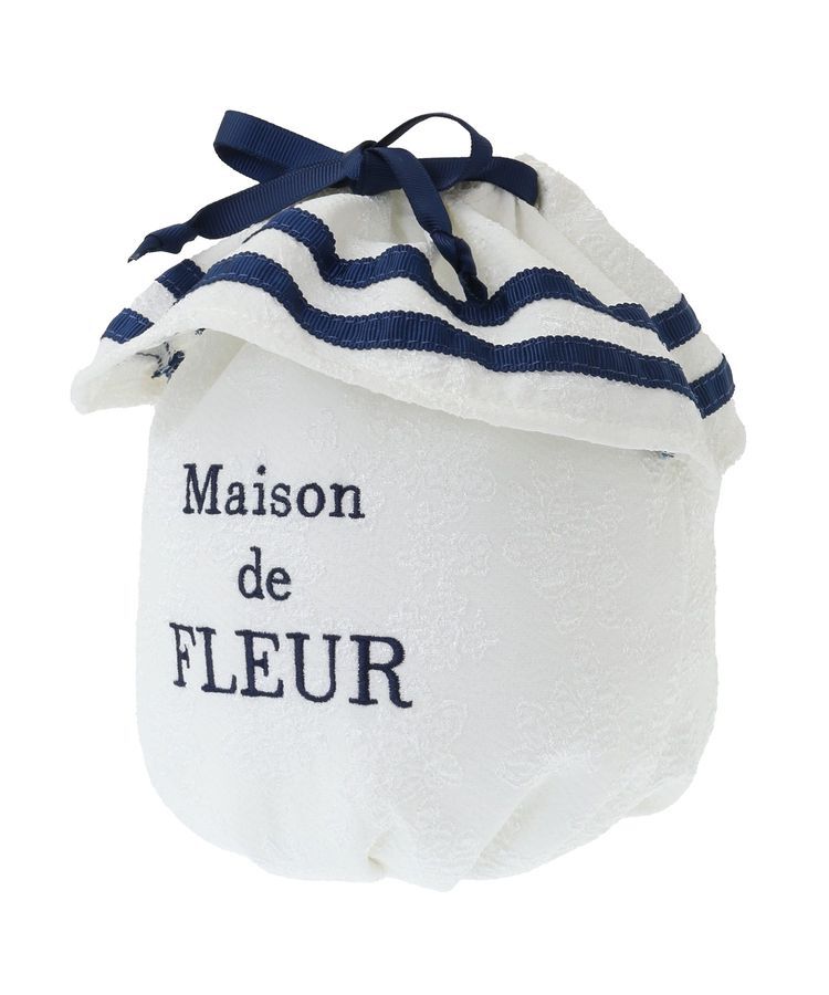 Maison de FLEUR「ラインリボンジャカード巾着ポーチ」|ポーチ|