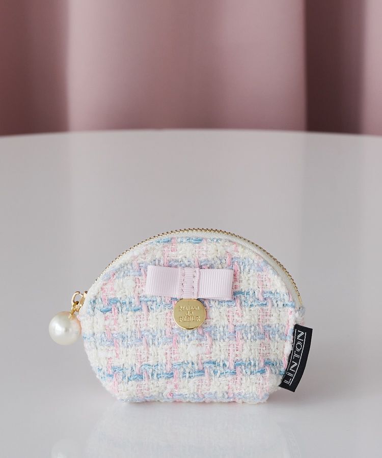 Maison de FLEUR「LINTONツイードコインケース」|ポーチ|オフホワイト