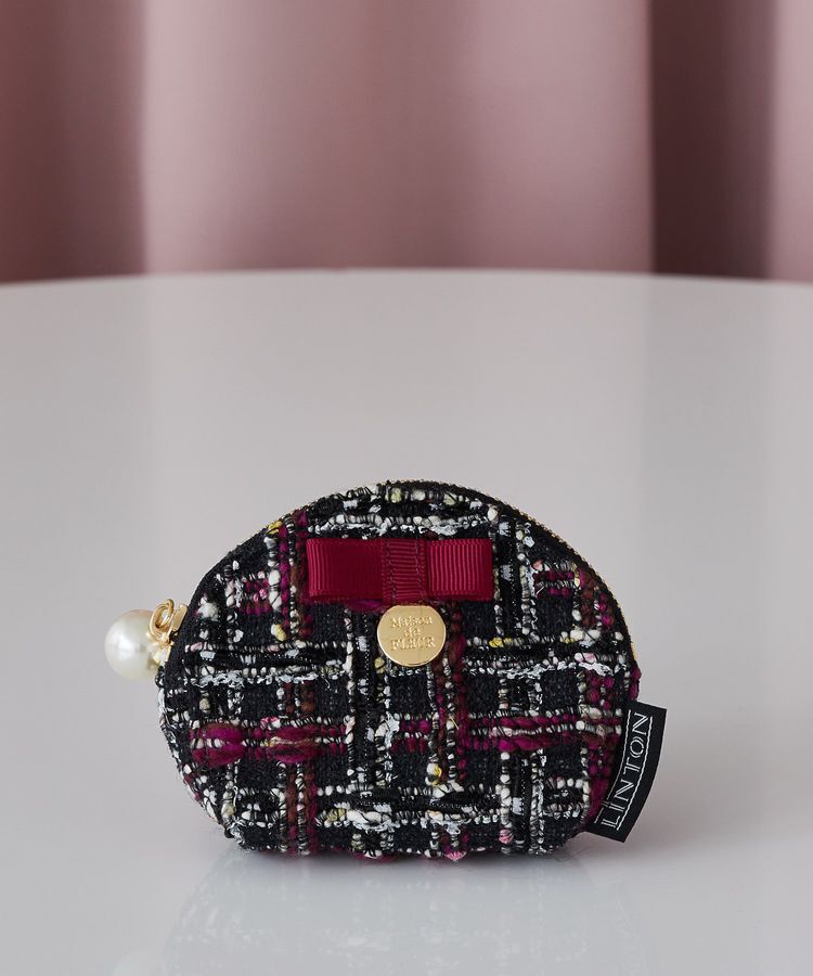 Maison de FLEUR「LINTONツイードコインケース」|ポーチ|ブラック