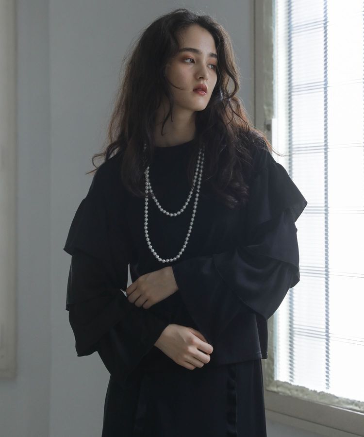 Green Parks「■ESCAR フリルスリーブプルオーバー」|Tシャツ・カットソー|Black