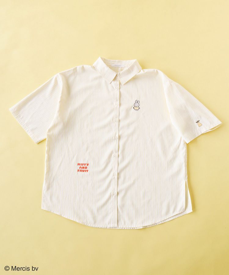 Green Parks「miffy/刺しゅうプリントストライプシャツ」|Tシャツ・カットソー|Yellow