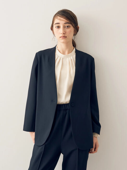 YECCA VECCA「ストレッチノーカラージャケット」|ノーカラージャケット|