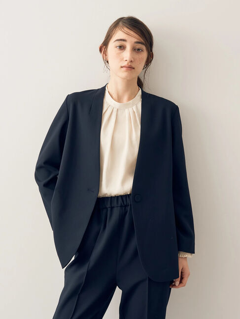 YECCA VECCA「ストレッチノーカラージャケット」|ノーカラージャケット|