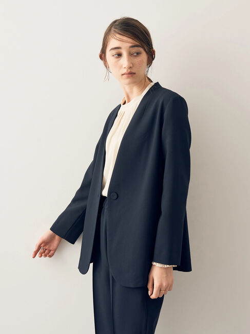 YECCA VECCA「ストレッチノーカラージャケット」|ノーカラージャケット|