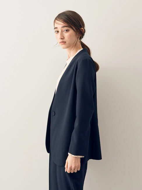 YECCA VECCA「ストレッチノーカラージャケット」|ノーカラージャケット|