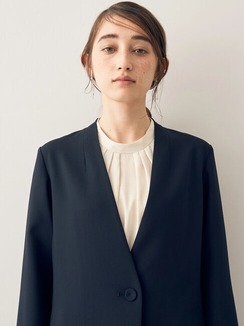 YECCA VECCA「ストレッチノーカラージャケット」|ノーカラージャケット|