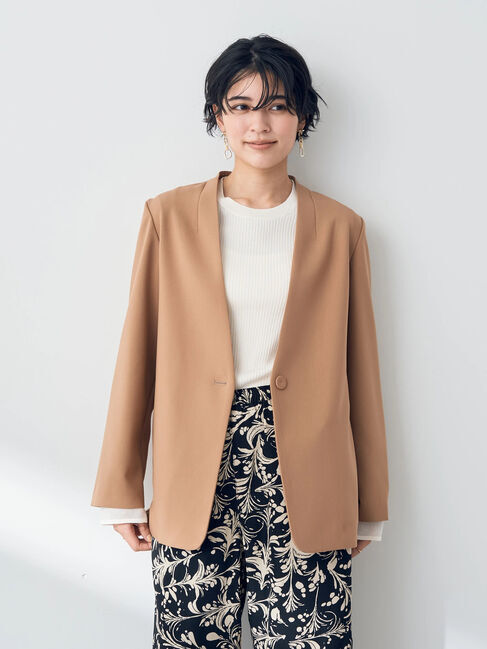 YECCA VECCA「ストレッチノーカラージャケット」|ノーカラージャケット|