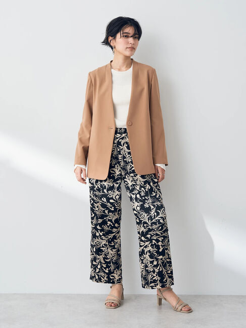 YECCA VECCA「ストレッチノーカラージャケット」|ノーカラージャケット|