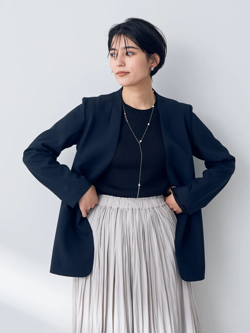 YECCA VECCA「ストレッチノーカラージャケット」|ノーカラージャケット|