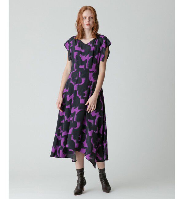 allureville「モダンジオメトリックプリントワンピース」|ワンピース|パープル