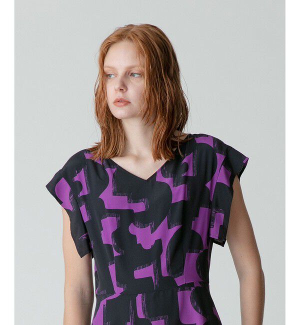 allureville「モダンジオメトリックプリントワンピース」|ワンピース|