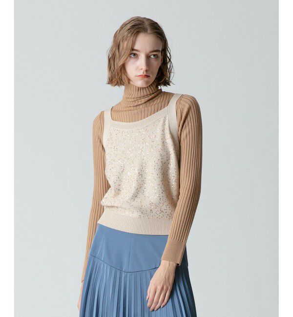 allureville「釦ディティール2WAY ネックリブプルオーバー」|その他|ベージュ