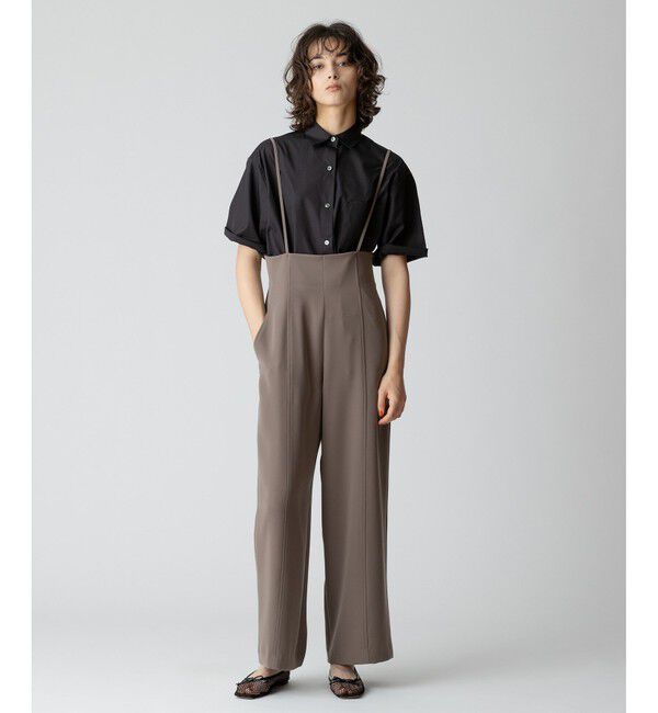 allureville「ハイウエストサロペットパンツ」|オールインワン|モカ