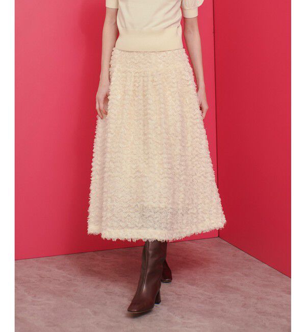 LOULOU WILLOUGHBY「【LOULOU WILLOUGHBY】フラワーパピヨンスカート」|フレア|オフホワイト