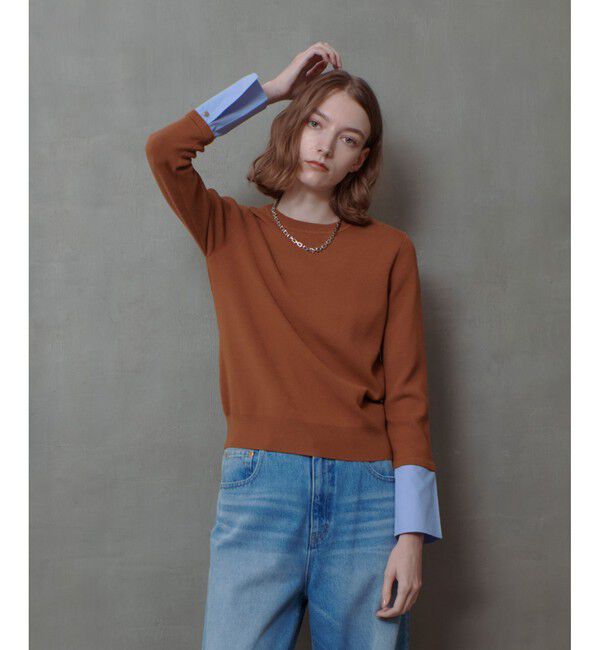 allureville「カフスドッキングプルオーバー」|ニット・セーター|キャメル