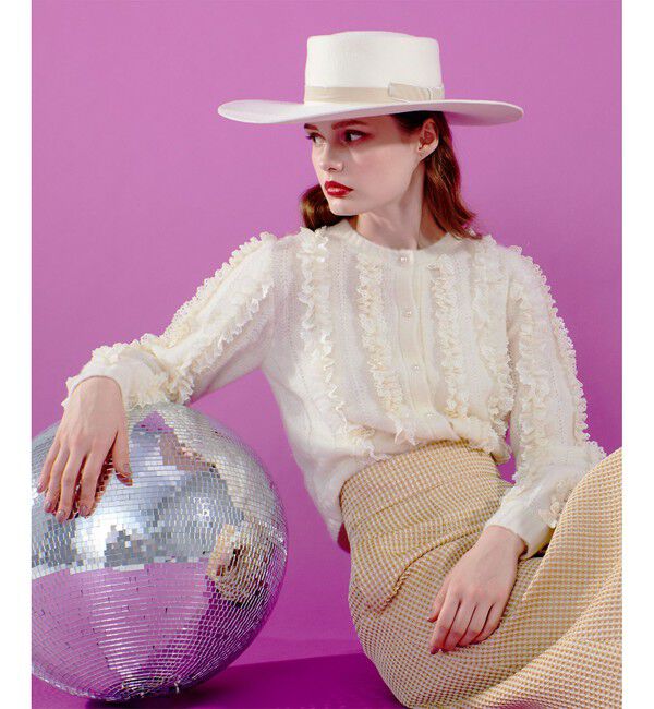 LOULOU WILLOUGHBY「【LOULOU WILLOUGHBY】レーストリミングカーディガン」|カーディガン|