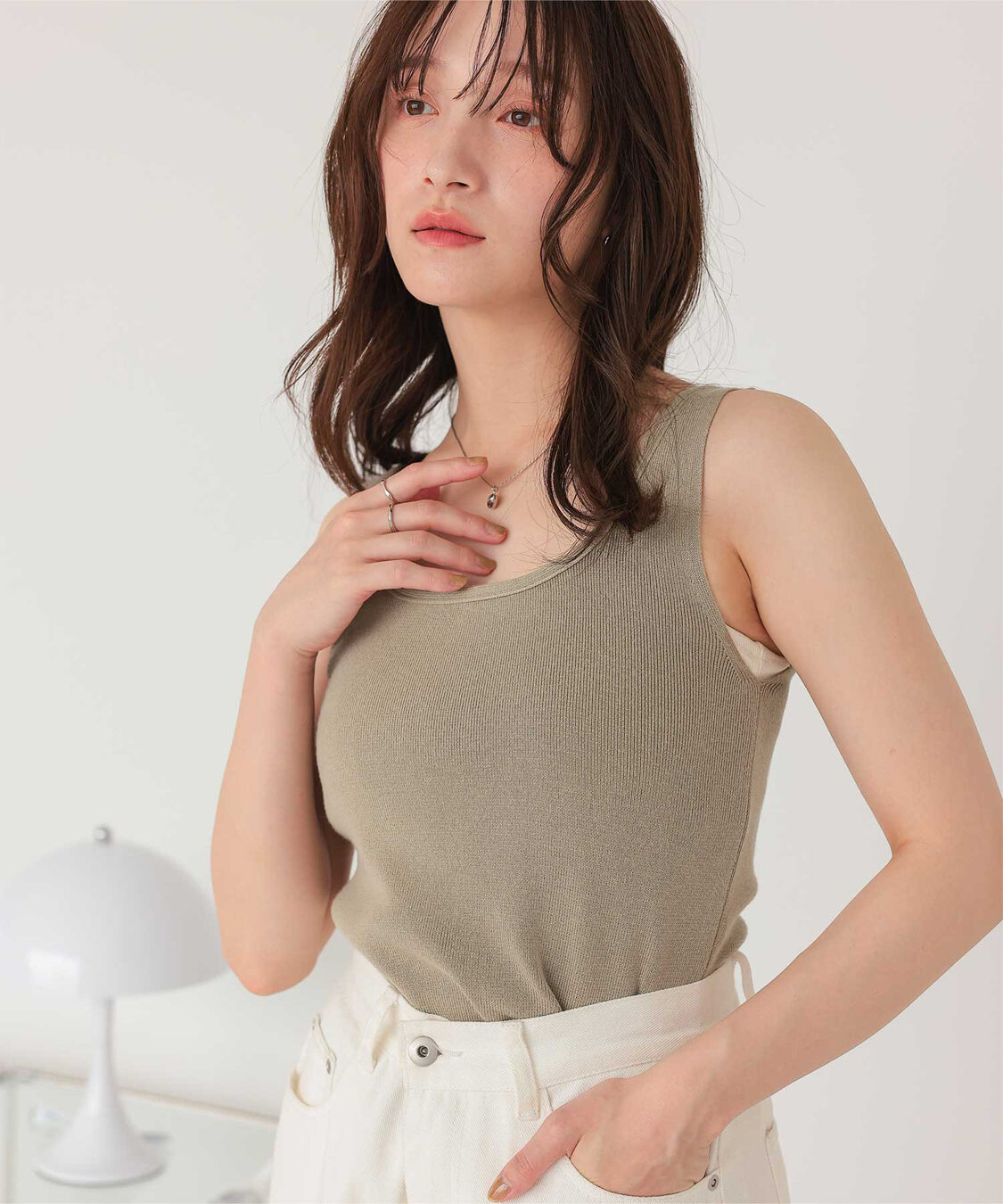 titivate「ベーシックニットタンクトップ」|ニット・セーター|グレージュ
