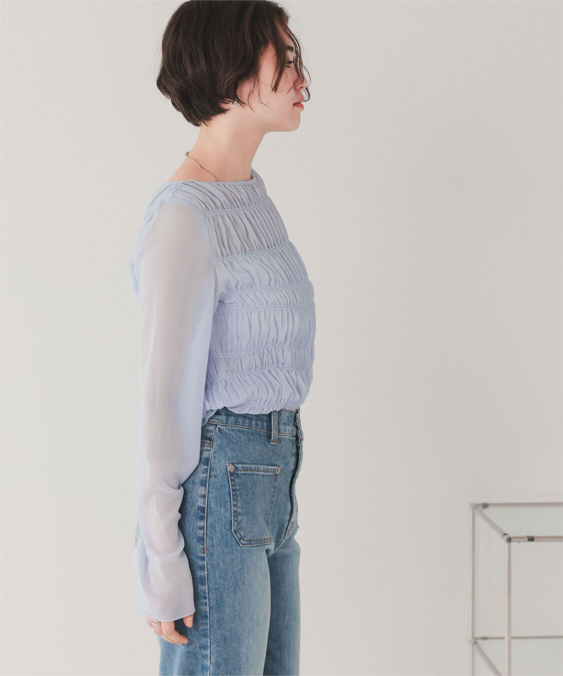 titivate「シアー楊柳シャーリングブラウス」|シャツ・ブラウス|
