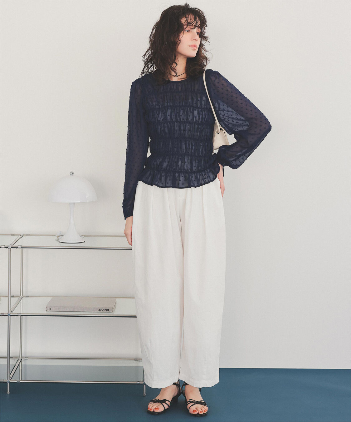 titivate「シアー楊柳ぽこぽこシャーリングトップス」|シャツ・ブラウス|