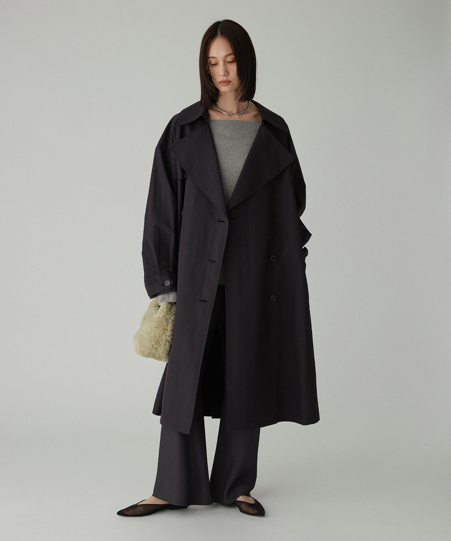 BABYLONE「コットンナイロンロングトレンチ」|トレンチコート|ﾁｬｺｰﾙ