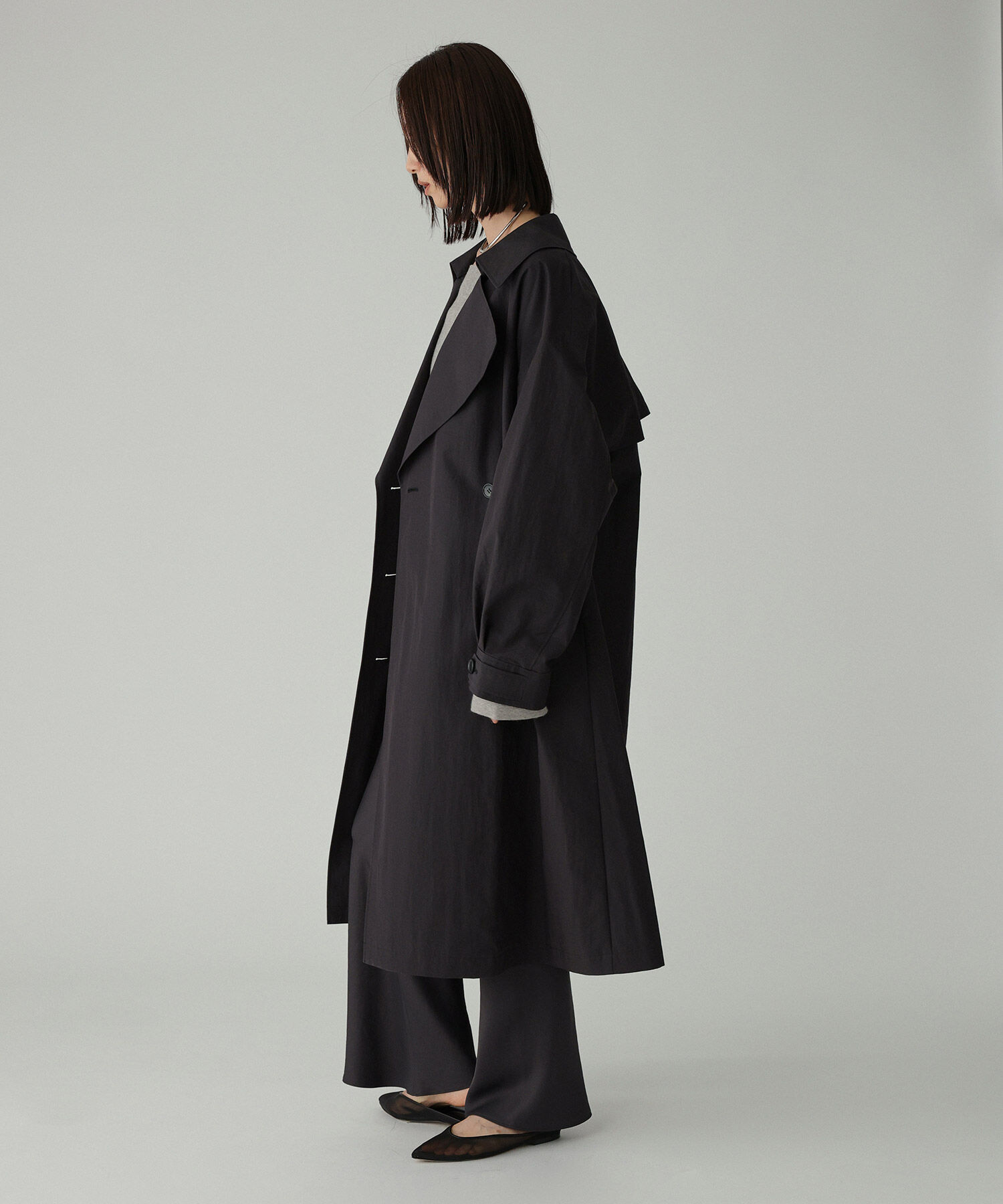 BABYLONE「コットンナイロンロングトレンチ」|トレンチコート|