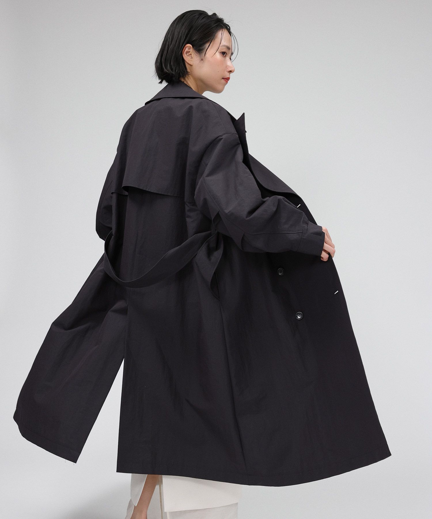 BABYLONE「コットンナイロンロングトレンチ」|トレンチコート|