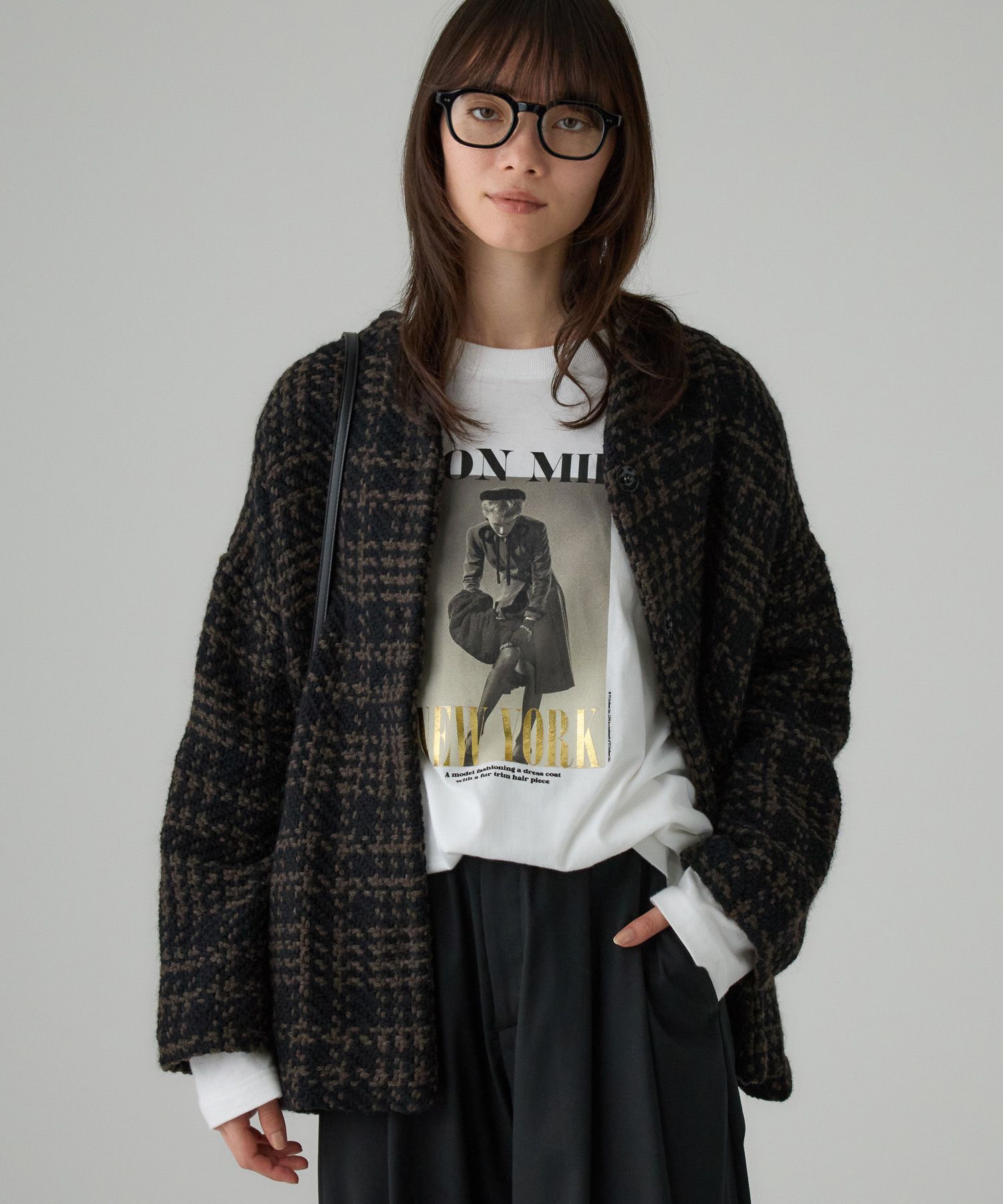  「【John Branigan】チェックジャケット」|ノーカラージャケット|ブラウン