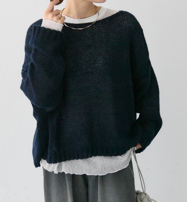  「3Gドロップ天竺ニットプルオーバー」|プルオーバー|ネイビー
