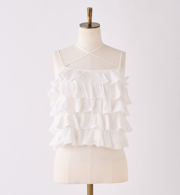  「【1枚で着映え】レースアップフリルインナー」|プルオーバー|