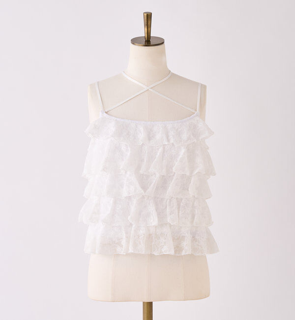  「【1枚で着映え】レースアップフリルインナー」|プルオーバー|