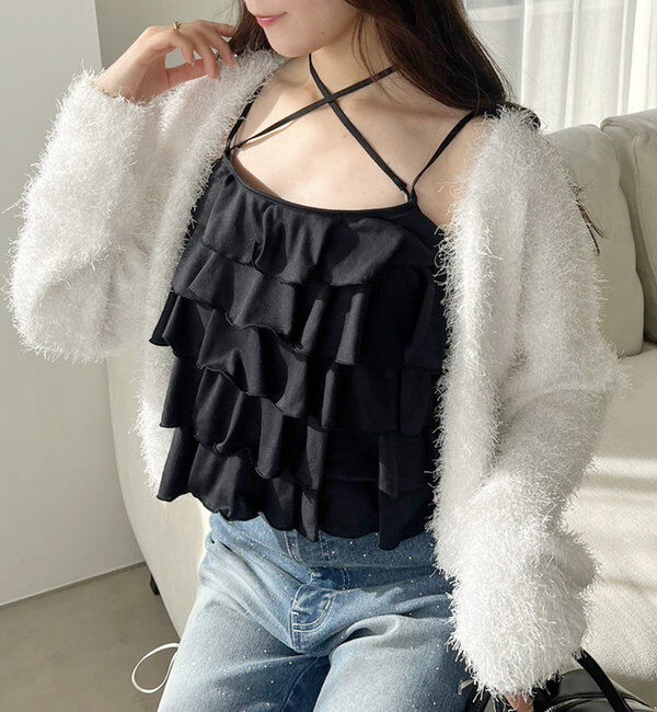  「【1枚で着映え】レースアップフリルインナー」|プルオーバー|