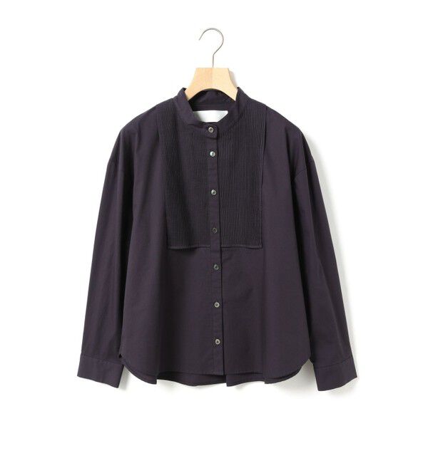 MARMARMAR「MARMARMAR スタンドカラーピンタックシャツ」|シャツ・ブラウス|ネイビー