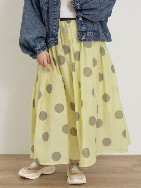 Samansa Mos2「シアードットプリントスカート」|スカート|イエロー
